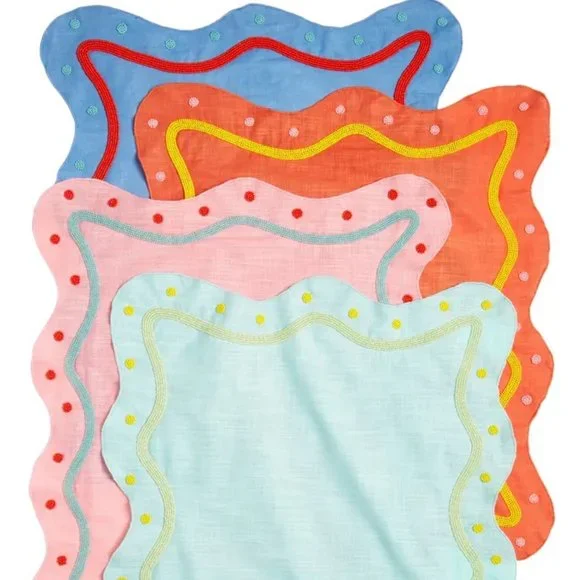 Susan Alexandra Set of 4 Beaded Linen Placemats